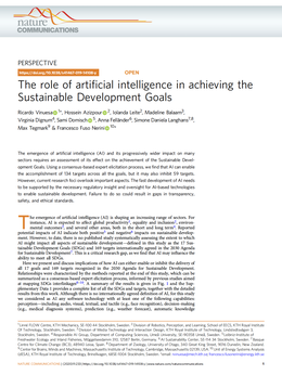 Screenshot des Texts "The role of artificial intelligence in achieving the Sustainable Development Goals".