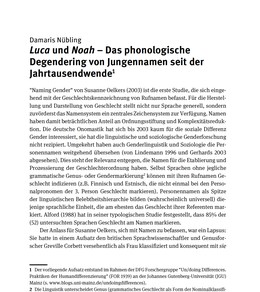 Screenshot des Texts "Luca und Noah – Das phonologische Degendering von Jungennamen seit der Jahrtausendwende"