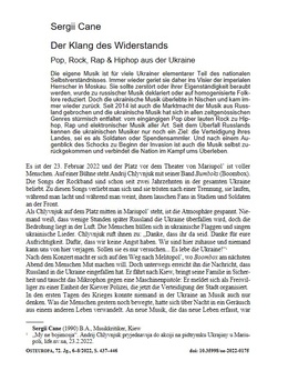 Screenshot des Texts „Der Klang des Widerstands“